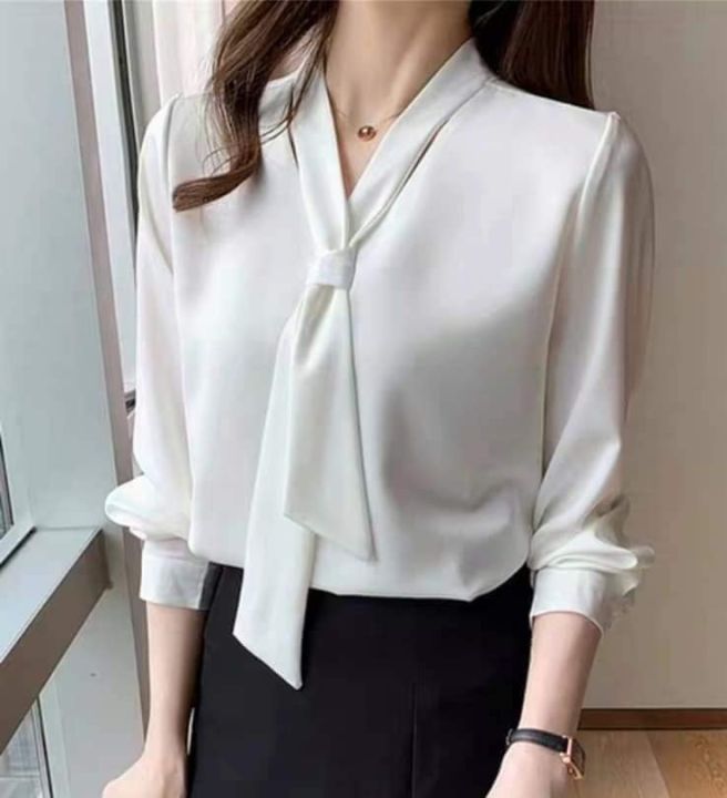 Women's Formal Tie Shirt Elegant Classy Top for Special Occasions
