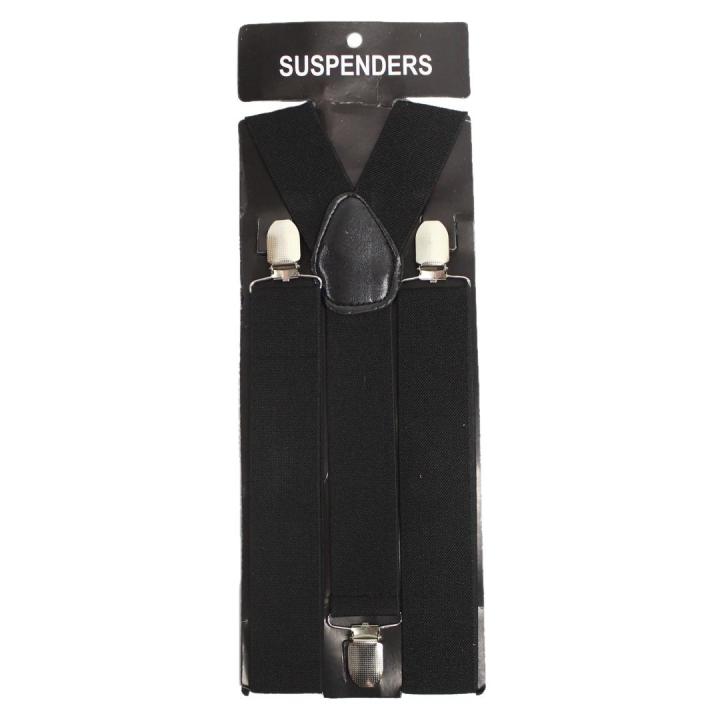 SEQUIN SUSPENDERS Unisex Adjustable Braces Clip On Elastic Y-Back  - Black main image 1