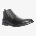 Black Leather Chelsea Ankle Boots For Men. 