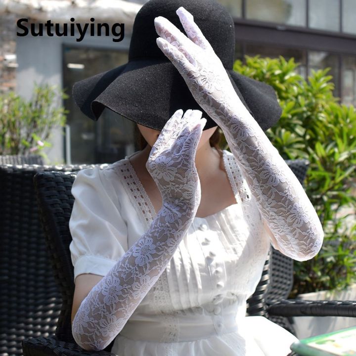 Sutuiying%20Summer%20Sunscreen%20Anti%20UV%20Flower%20Fashion%20Party%20Lace%20Gloves%20Long%20Mittens%20Women's%20Gloves%20Arm%20Warmers%20-%20Image%204