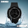 SKMEI 1445 Countdown Electronic Silicone LED Digital Sport Unisex Watch - Black. 
