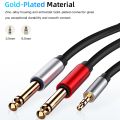 3.5mm to Dual 6.5mm Adapter Jack Audio Cable 3.5 to 6.5 AUX Cord 3.5 Jack Splitter for Guitar Mixer Amplifier Bass. 