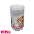 LocknLock Interlock Round Refrigerator Food Storage Containers With White Lid, Set of 4, Transparent (1000 Ml x 4). 