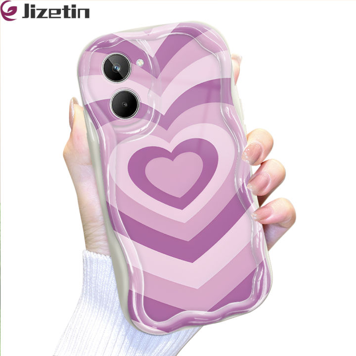 Jizetin for Realme 10 Back Cover Colorful Love Cream Wavy Edge Soft Silicone Phone Case