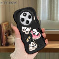 Hontinga for Redmi 14C Back Cover Cute Panda Pattern Luxury Phone Cover Soft Silicone Macaron Wave Mobile Case. 