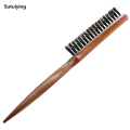 Sutuiying Natural Boar Bristle Hair Fluffy Comb Wood Handle Hair Brush Anti-static New Barber Hair Comb Scalp Massage Hairdresser Styling Tool. 