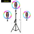 RGB LED 45cm Ring Light With 7 Ft Tripod Stand Dimmable Light Mobile Holder and Multiple Color. 