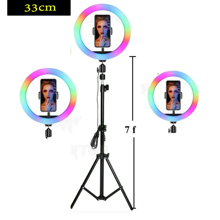 RGB%20LED%2045cm%20Ring%20Light%20With%207%20Ft%20Tripod%20Stand%20Dimmable%20Light%20Mobile%20Holder%20and%20Multiple%20Color%20-%20Image%202