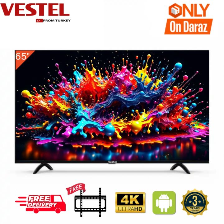 VESTEL 65" Inch Smart TV Cloud Voice Frameless LED Television | IPS Panel | Dolby Sound | 4K | Free wall mount | Android 12.0