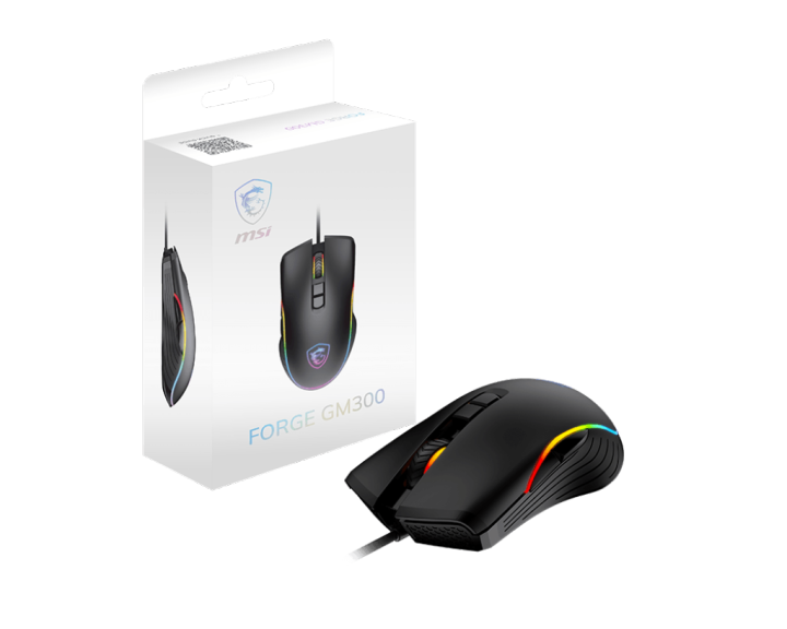MSI Forge GM300 Souris Optique 7 Boutons avec molette, 1000/1600/3200/6400 dpi, switches d'une
