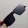 Korean Trendy classic Unique Design Viral Tiktok Flat Black rimless Square Sunglasses For Men. 