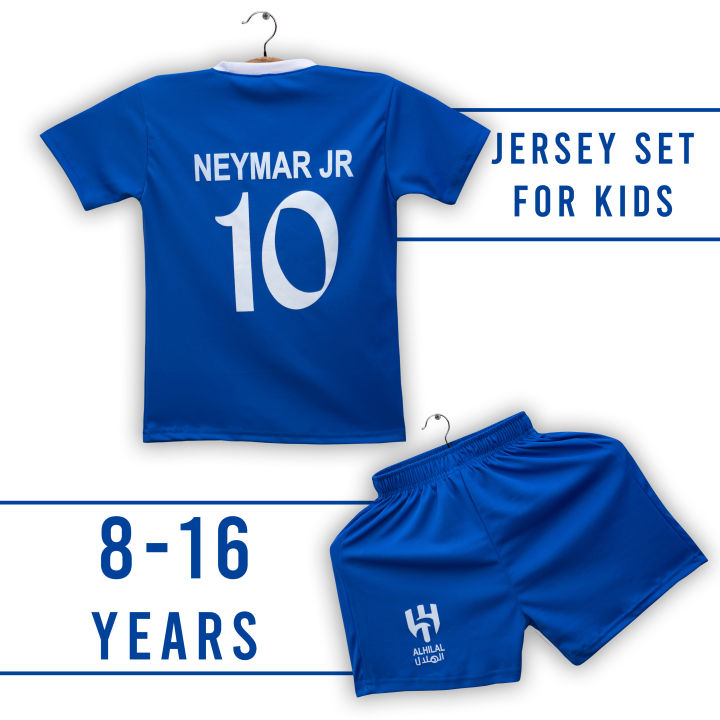Neymar Jr 10 Printed Al Hilal Home Jersey Set For Kids