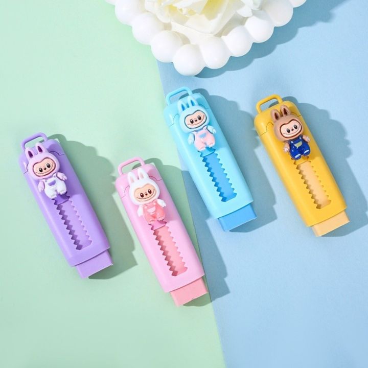 Kawaii 4B Soft Labubu Eraser Rubber Clean Mess Free Cartoon Eraser Push ...