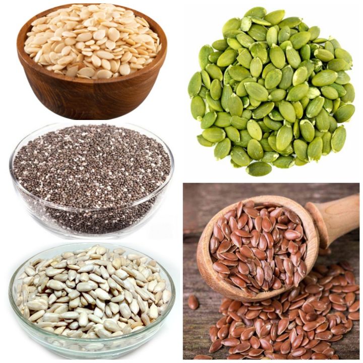 Chia Seeds - 100 gm, Pumpkin Seeds - 100 gm, Sunflower Seeds - 100 gm, Flaxseed - 100 gm, Watermelon Seeds - 100 gm