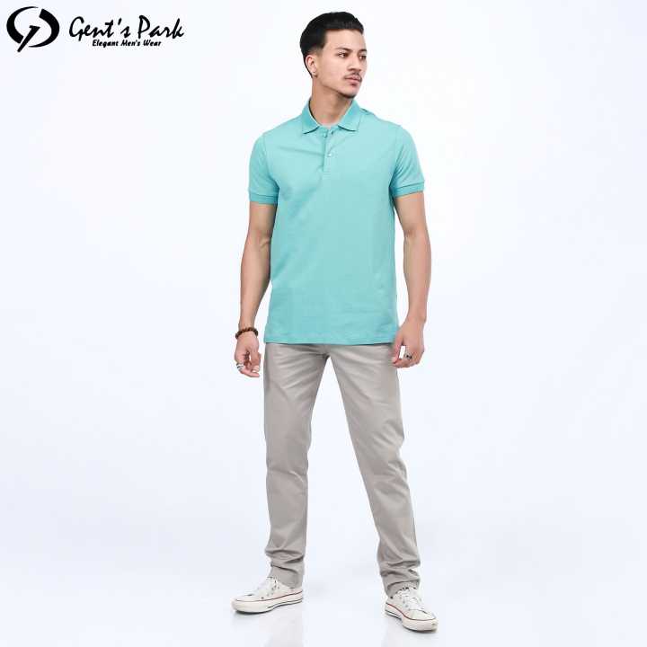 Gents Park Light Aqua Blue Color Plain Design Half Sleeves Polo T