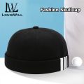 LouisWill Cap For Men Dome Melon Beanie Hats Adjustable Docker Cap Fashion Men's Landlord Hat Hip Hop Brimless Hat Spring And Summer Street Trend Melon Hat Embroidery Retro Cap. 