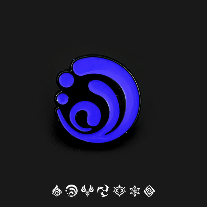 Genshin Impact Game Hydro Element Pin Brooch Unisex Gift Item