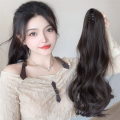 Dark Brown Wig Female Ponytail Grab Clip Ponytail Clip Wig Wavy Wig Style Hip- High Ponytail Natural Forcing Fake Ponytail Female Braid. 
