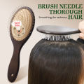 Barber steel needle with hairbrush, unknotted massage, scalp head, women's hairbrush, black steel airbag, wooden comb brush. 