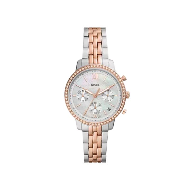 Fossil Rose Gold/Silver Stainless Steel Business Watch For Women - ES5279