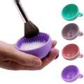 Makeup Cleaner Folding Powder Puff Bowl Cosmetic Eyeshadow Brush Clean Mat Cleaning Tool Silicone Scrubber Box. 