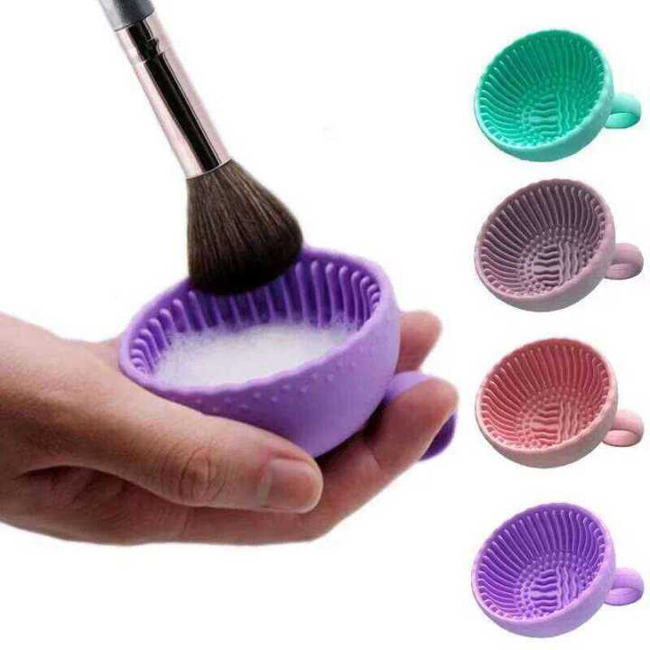 Makeup Cleaner Folding Powder Puff Bowl Cosmetic Eyeshadow Brush Clean Mat Cleaning Tool Silicone Scrubber Box