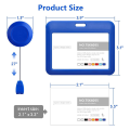 Plastic Sliding ID Badge Holder with Retractable Badge Reel Clips, 3 Pack Horizontal Blue. 