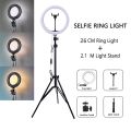 26Cm Selfie Led Ring Light With 7 Fit Tripod Stand, Cell Phone Holder Dimmable 3 Light Modes. 