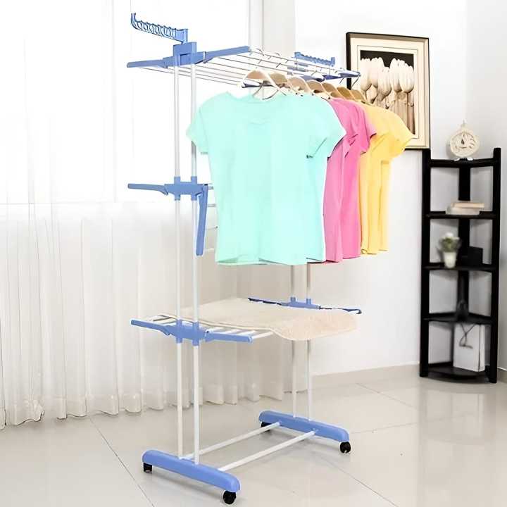 Three Layers Clothes Drying Stand Rack (Color May Vary)