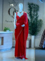 Sarawaski Worked Border Saree in Red Color. 