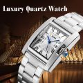 SKMEI 1284 Women Watch Fashionable Rectangle Dial Roman Numeric Index Design Stainless Steel Analog - Silver. 