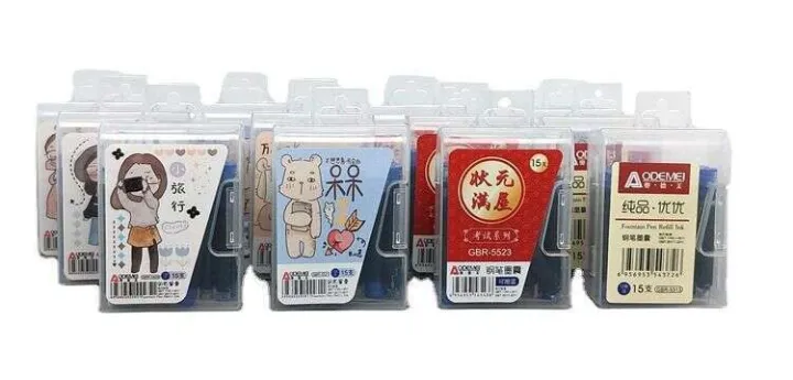 15-Pack%20Ode%20Mei%20Student%20Fountain%20Pen%20Refillable%20Ink%20Cartridges%20Erasable%20Blue%20Carbon%20Black%20Red%205513%20Batch%20-%20Image%205