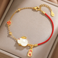 Lucky Rabbit Red Rope Bracelet Cute Jade Bunny Charm Bracelets for Women Red Opal Bead Chains Bangles Chinese New Year Gifts. 