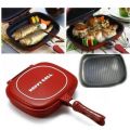 Red/Black Happy Call Non Stick Double Sided Fry/Grill Pan. 