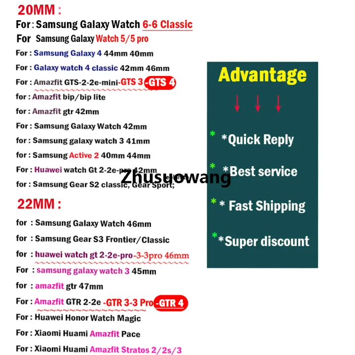 Zhusuowang%20Silicone%20strap%20For%20Samsung%20Galaxy%20watch%204/5/5%20pro/6%20Classic/Active%202/Gear%20S3%20bracelet%2020mm%2022mm%20band%20for%20Huawei%20GT%204/2/2e/3%20pro%20Luxury%20-%20Image%206