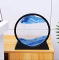 Moving Sand Art Picture,3D Deep Sea Sandscape in Motion Display Flowing Sand Frame Flowing,Round Glass Grit Photo Hourglass (Blue, 12inch). 