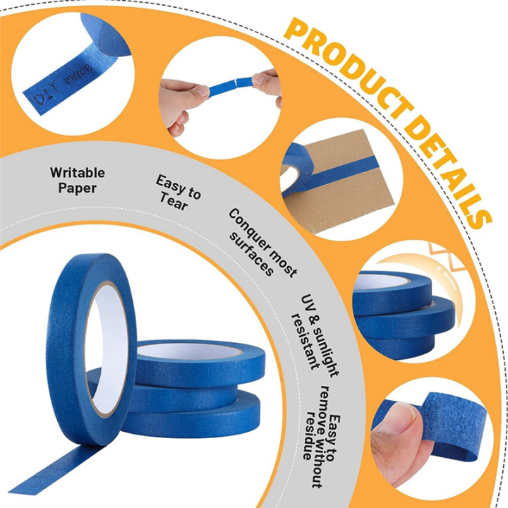 Blue%20Painters%20Tape%20Blue%20Tape%20for%20Painting%20Automotive%20Walls%20Packing%20Removable%20Free%20Residue,%204%20Rolls%20-%20Image%203