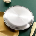 Stainless Steel Bone Spitting Dish Silver Shallow Tray Metal Dining Disc Round Plate Dessert Tableware. 