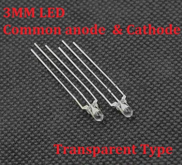 100PCS F3 3mm LED Red+Green Light Emitting Diode Common Anode / Cathode ...