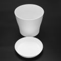 fasdaga 5X Plastic Plant Flower Pot Planter with Saucer Tray Round Gloss Home Garden Decor, White Upper - 17cm/6.69inch. 