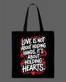 Love Quote Printed Cotton Tote Bag –  Black &  White. 