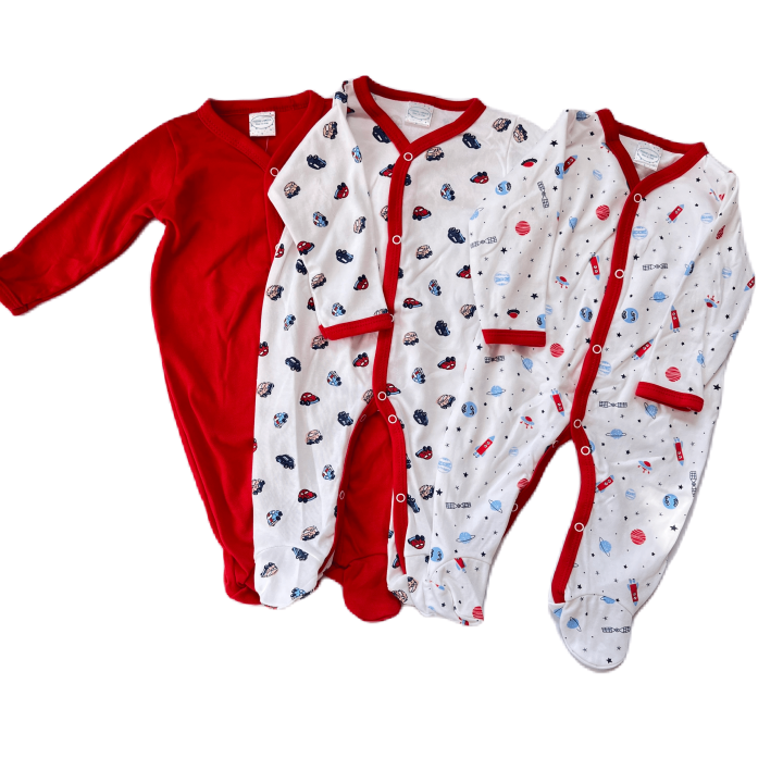 100% Cotton Long Sleeve Baby Romper/Sleep-Suits - 3 Pcs Pack Sets with all sizes for Baby
