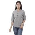 Creative Touch Grey Front Buttoned Premium Quality Cotton Kurta Shirt For Women WTP4796. 