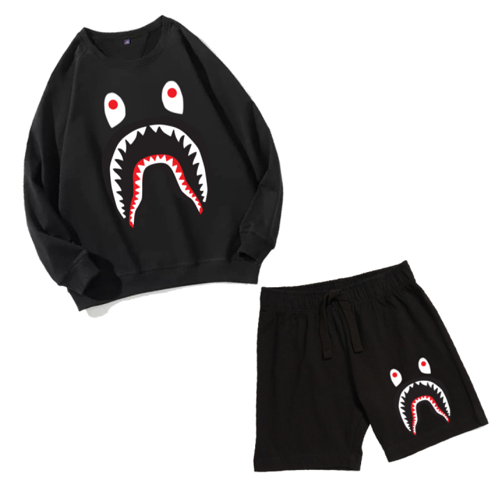 Bape Shark Summer Sweatshirt and Short Combo Unisex Set