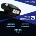 Strauss Bicycle LED Headlight with Horn, (Black) | STRAUSS Bicycle LED Light With Removable Mounting Bracket | 3 LED Bicycle Light. 
