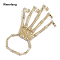 Wenefang 1Pcs New Unique Punk Skeleton Hand Bone Versatile Five Finger Ring New style Personality Adjustable Anillo Hombre Bracelet Party Jewelry. 