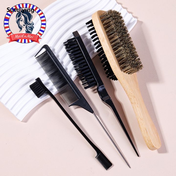 Sutuiying%204pcs%20Double%20Sided%20Beard%20Brush%20Set%20Shaving%20Brush%20Wooden%20Whisker%20Comb%202025%20Wood%20High%20Quality%20Beard%20Brush%20Styling%20Brush%20Salon%20Hair%20Tool%20-%20Image%203