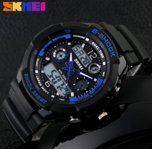 SKMEI%200931%20Sports%20Fashion%20Outdoor%20Military%20Digital%20Dual%20Display%20Alarm%20LED%20Waterproof%20Watches%20for%20Men%20-%20Black%20Blue%20-%20Image%205