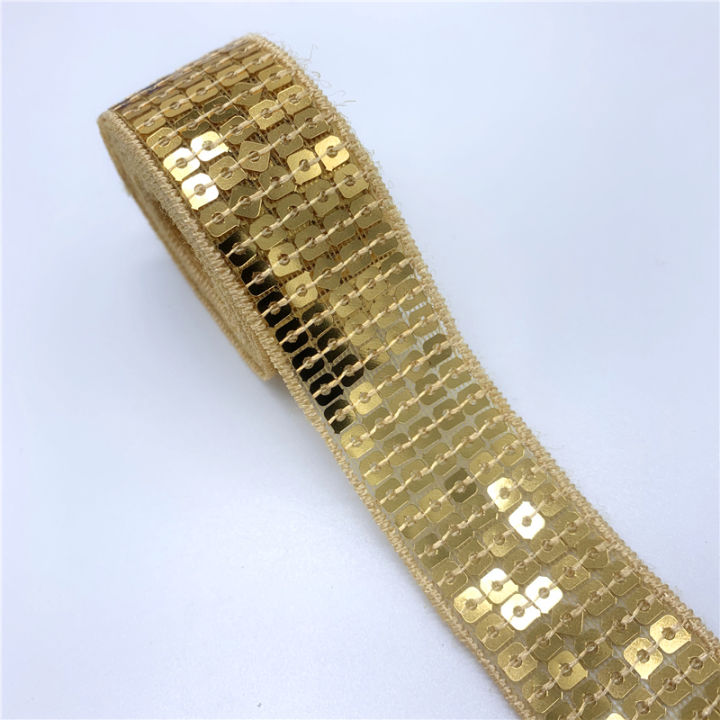 5yards%2025mm%20Sequins%20Ribbon%20Lace%20Trim%20Sequin%20Sewing%20Fabric%20Ribbon%20For%20Dress%20Clothes%20Headdress%20Bridal%20Wedding%20Accessories%20-%20Image%204
