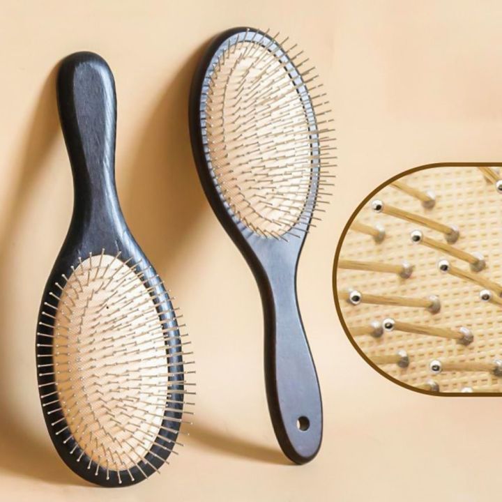 New Wood Hair Brush Head Massage Brush Hairbrush With Steel Needle Steel Hair Brush Hair Care Hair Combing Scalp Airbag Hair brush